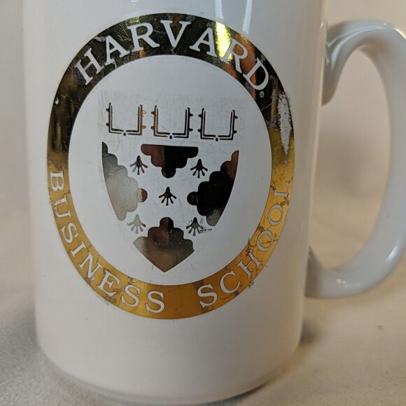Harvard Business School Ceramic Mug Vintage White Gold Coffee Tea College US Uni - Picture 4 of 11